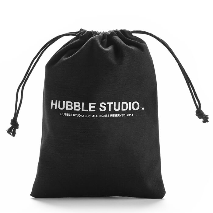 black drawstring bag